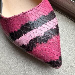 Sesto Meucci Pink Python Snake Print Kitten Heel Pump Sz 7B Italy Vero Cuoio Lea